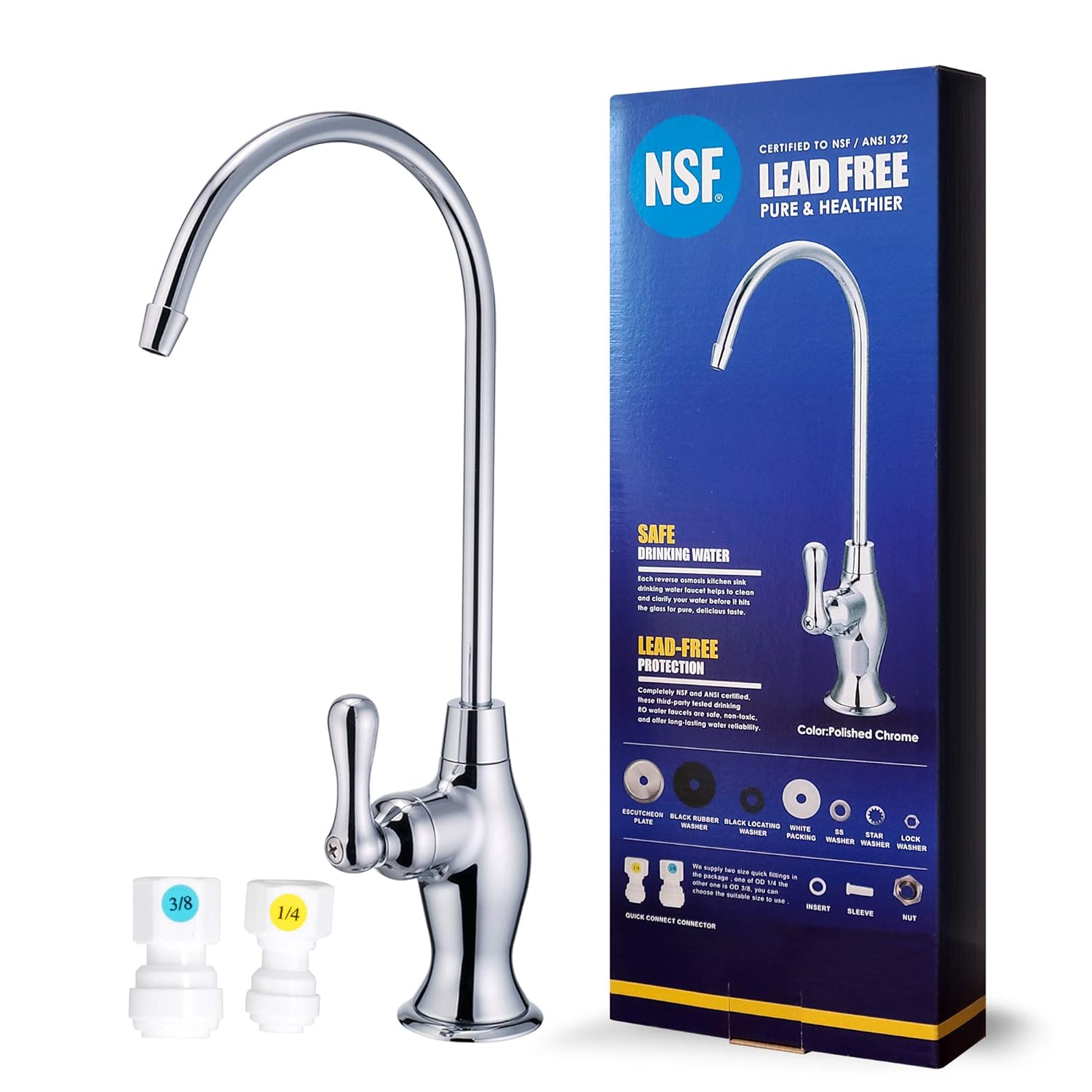 NSF Certification Lead-Free Water Filtration Reverse Osmosis Faucet Advanced RO Tap for Drinking, Kitchen Sink Cooking, Cleaning