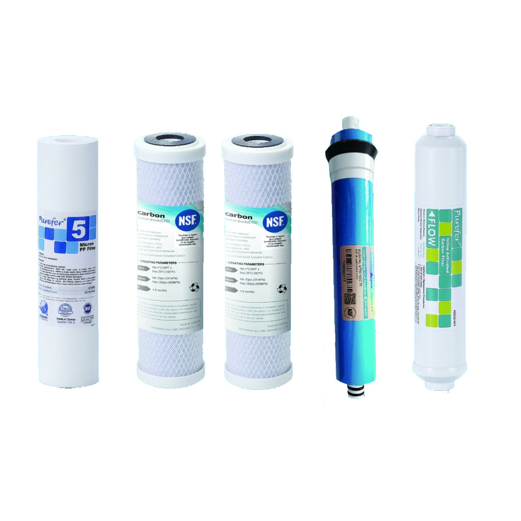 G Water (Universal) 5 Filters Replacement Kit with Wrench for G-Water 5 Stages